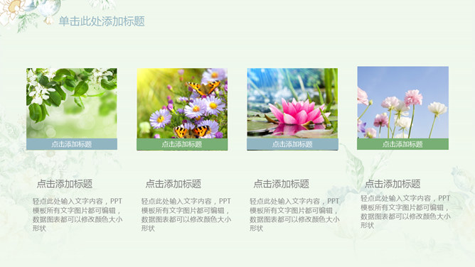 清新淡雅唯美花卉PPT模板_展示图3
