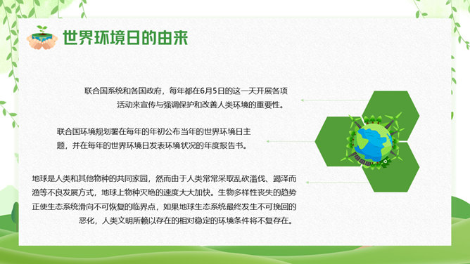 清新绿色世界环境日介绍PPT模板_第6页PPT效果图