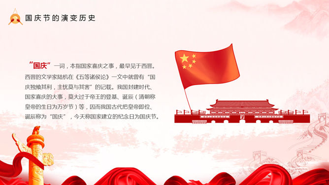 喜庆红色欢度国庆节PPT模板_第4页PPT效果图