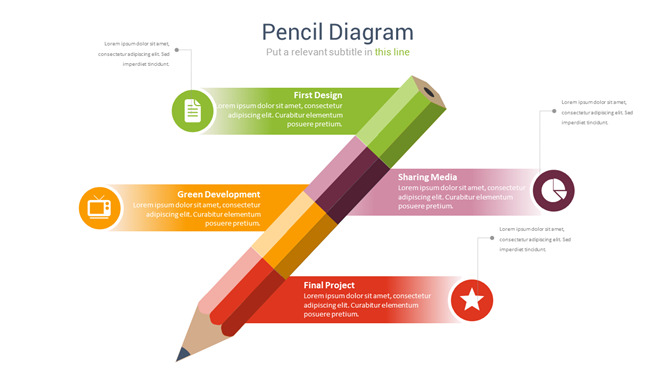 彩色铅笔四项并列PPT图表_第0页PPT效果图
